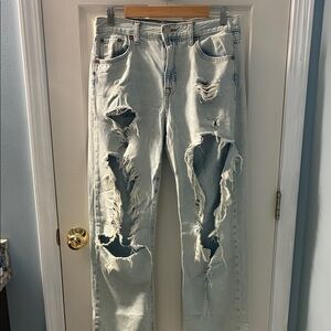 Aeropostale Womens Ripped Light Blue Jeans